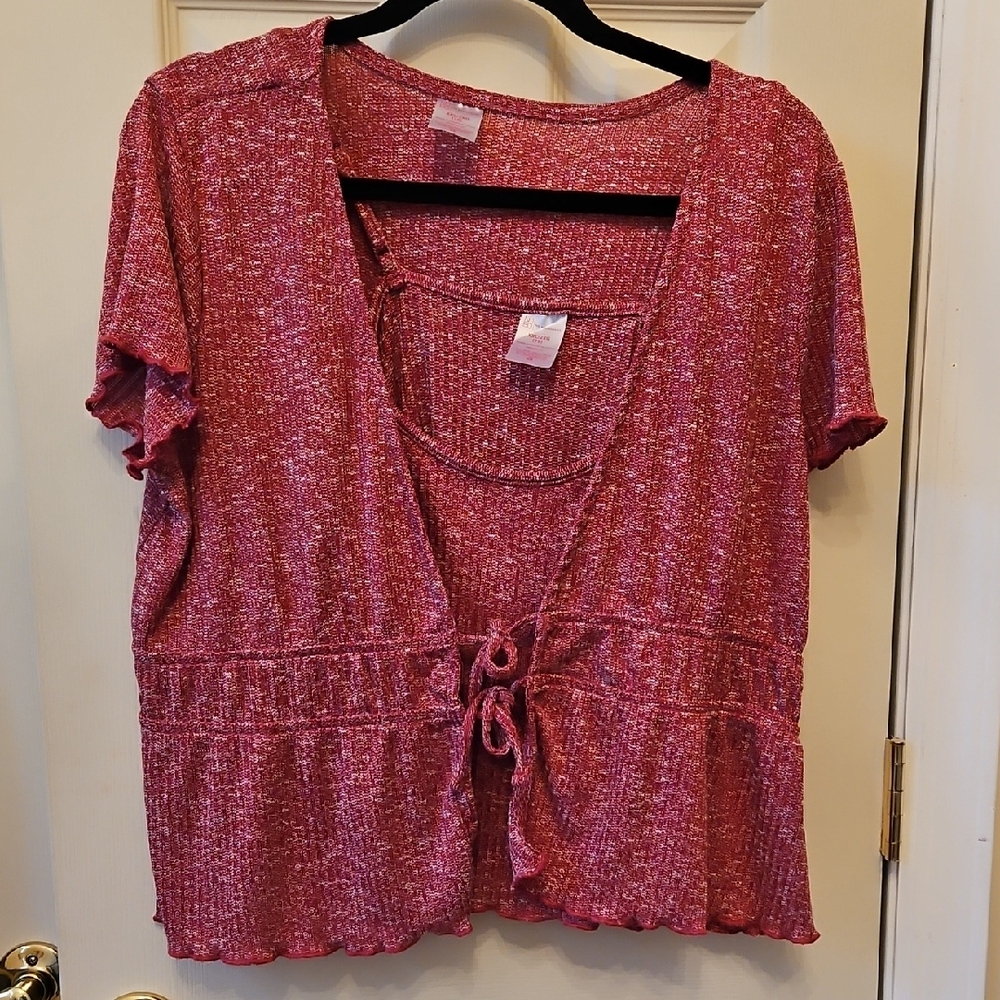 No Boundaries Pink Tie-Front Blouse